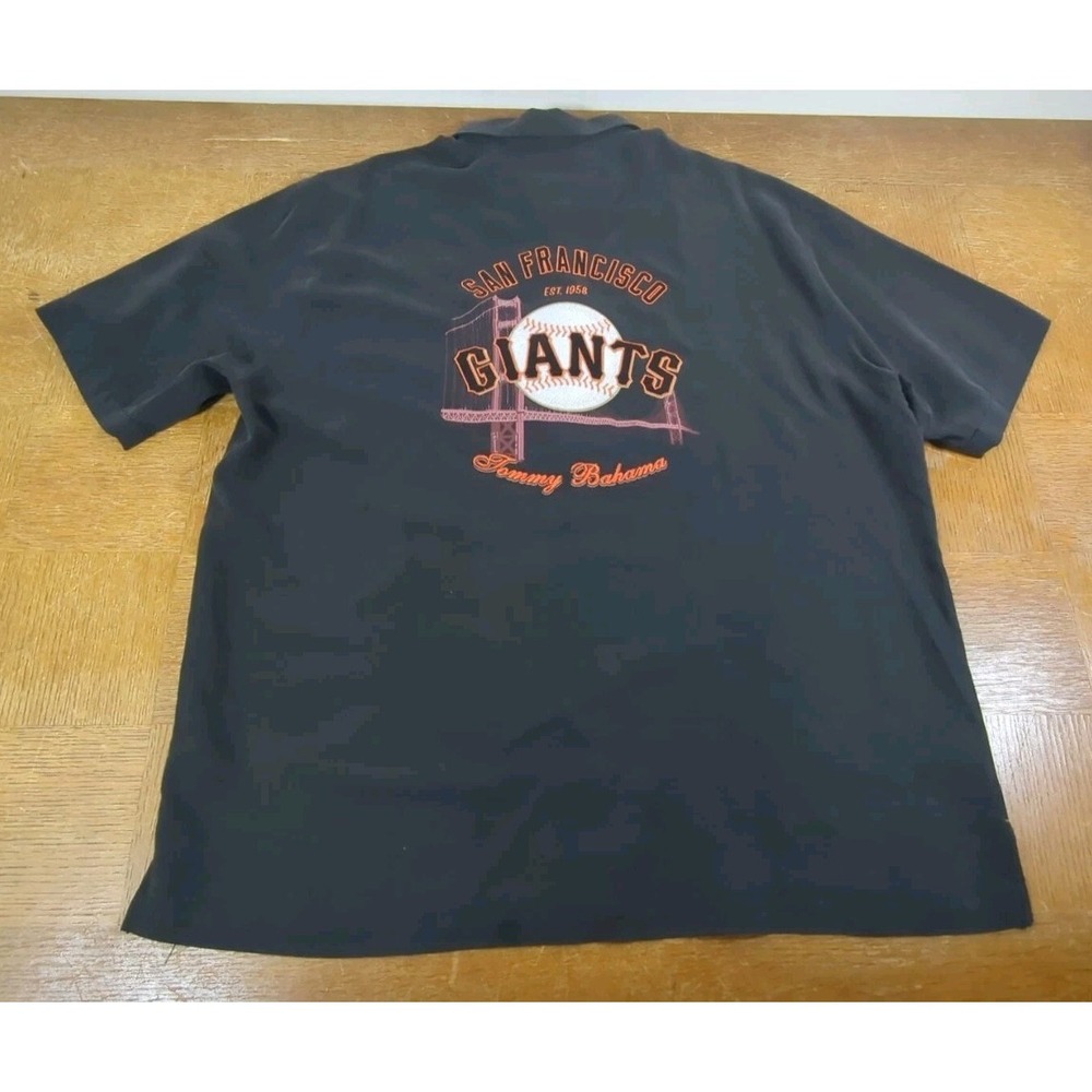 San Francisco Giants Tommy Bahama Shirt Mens M Black Golden Gate Embroidered